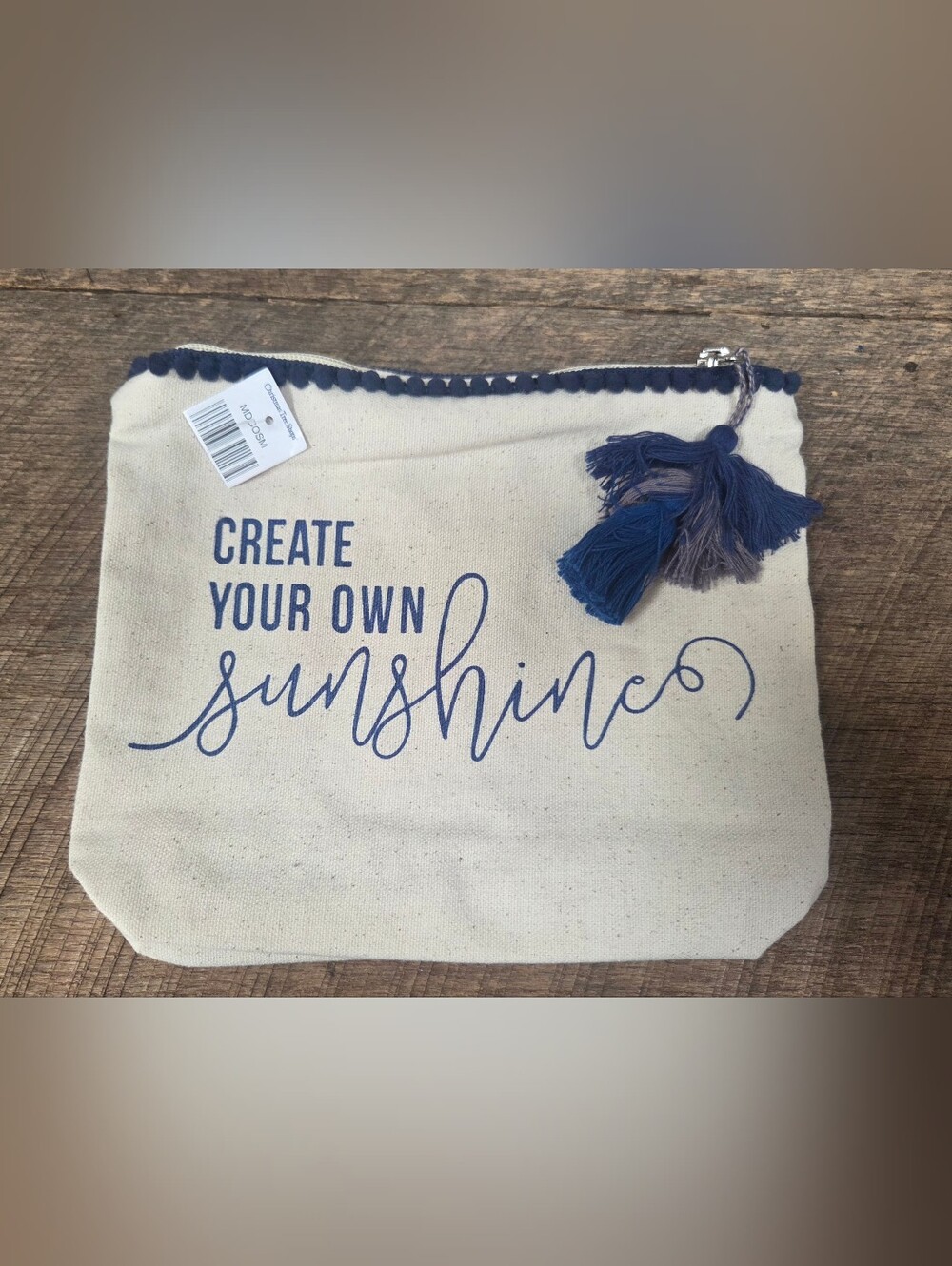 NWT Canvas Cosmetic Pouch Create Your Own Sunshine Cute BagTassel Trim 8x10 B1L